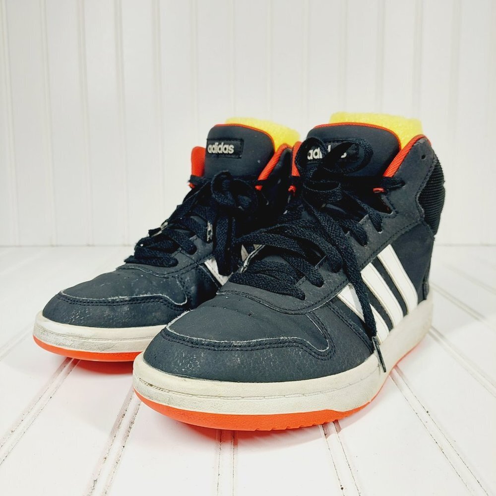 Adidas Hoops 2 Details Black White Orange Running Athletic Shoes Sneakers P414 - Picture 2 of 12